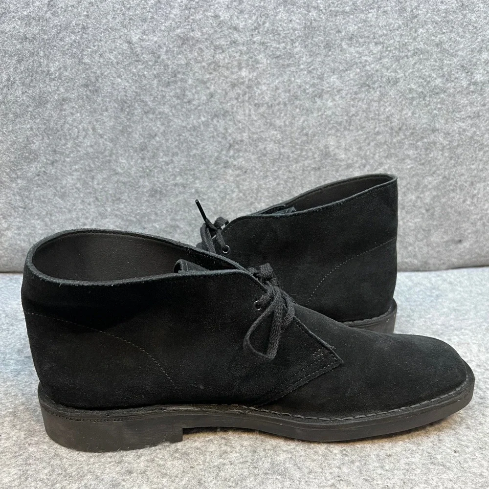 Clarks Mens Black Suede Desert Boots Chukka Ankle Lace Up Minimalist Size 13